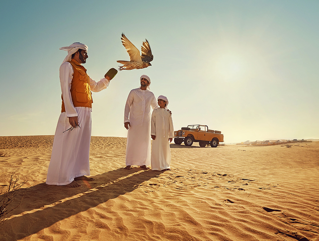 Traditional Arabian hunting with falcons.